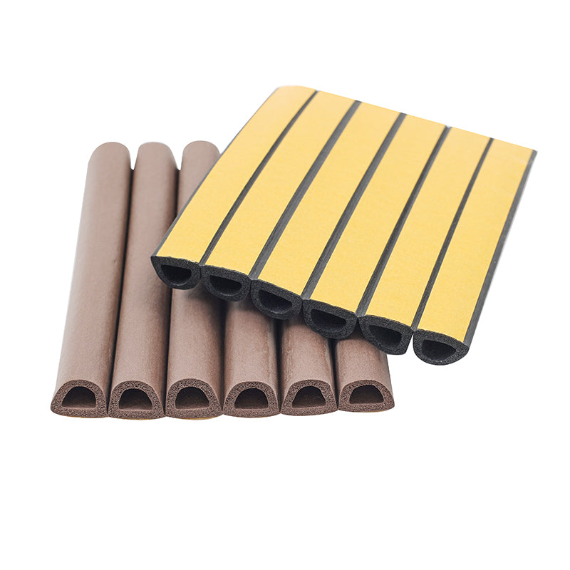 Self adhesive foam door and window sealing strip is used to isolate double rows of door and window sound insulation and weatherstrip gaps