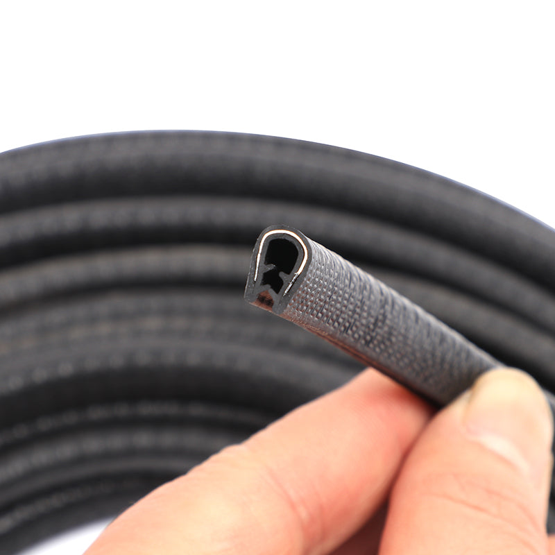 U-shaped groove rubber car weatherstrip with strip steel door edge sealing strip