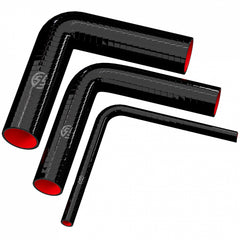 90 DEGREE SILICONE MULTI PURPOSE RADIATOR FUEL HOSE SAEJ30R6 - LONG 300MM LEG